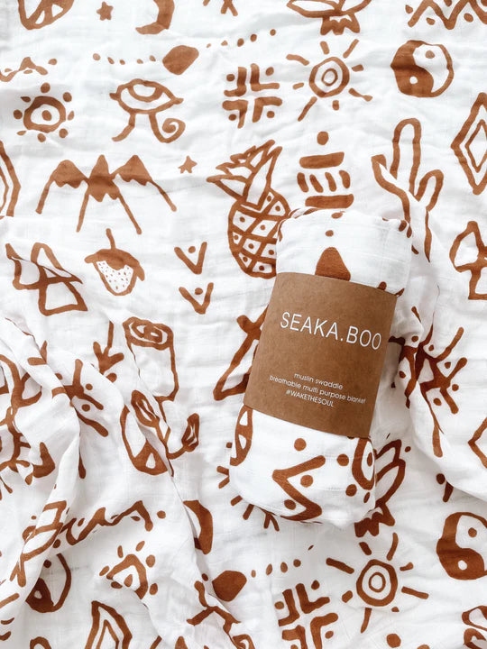 Seakaboo Organic Bamboo Cotton Baby Swaddle|Wrap - Bali Brown