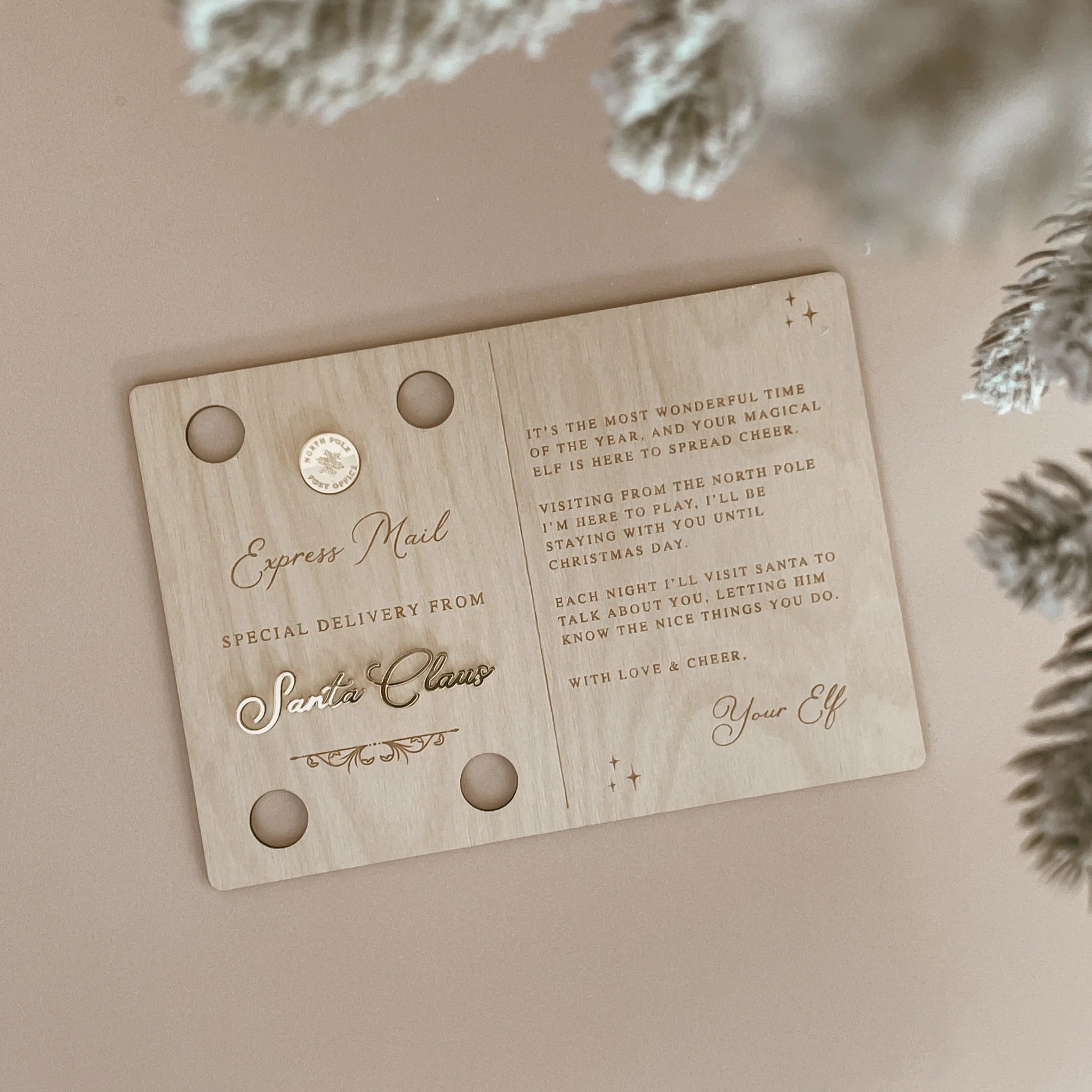 Wooden Elf Arrival Postcard