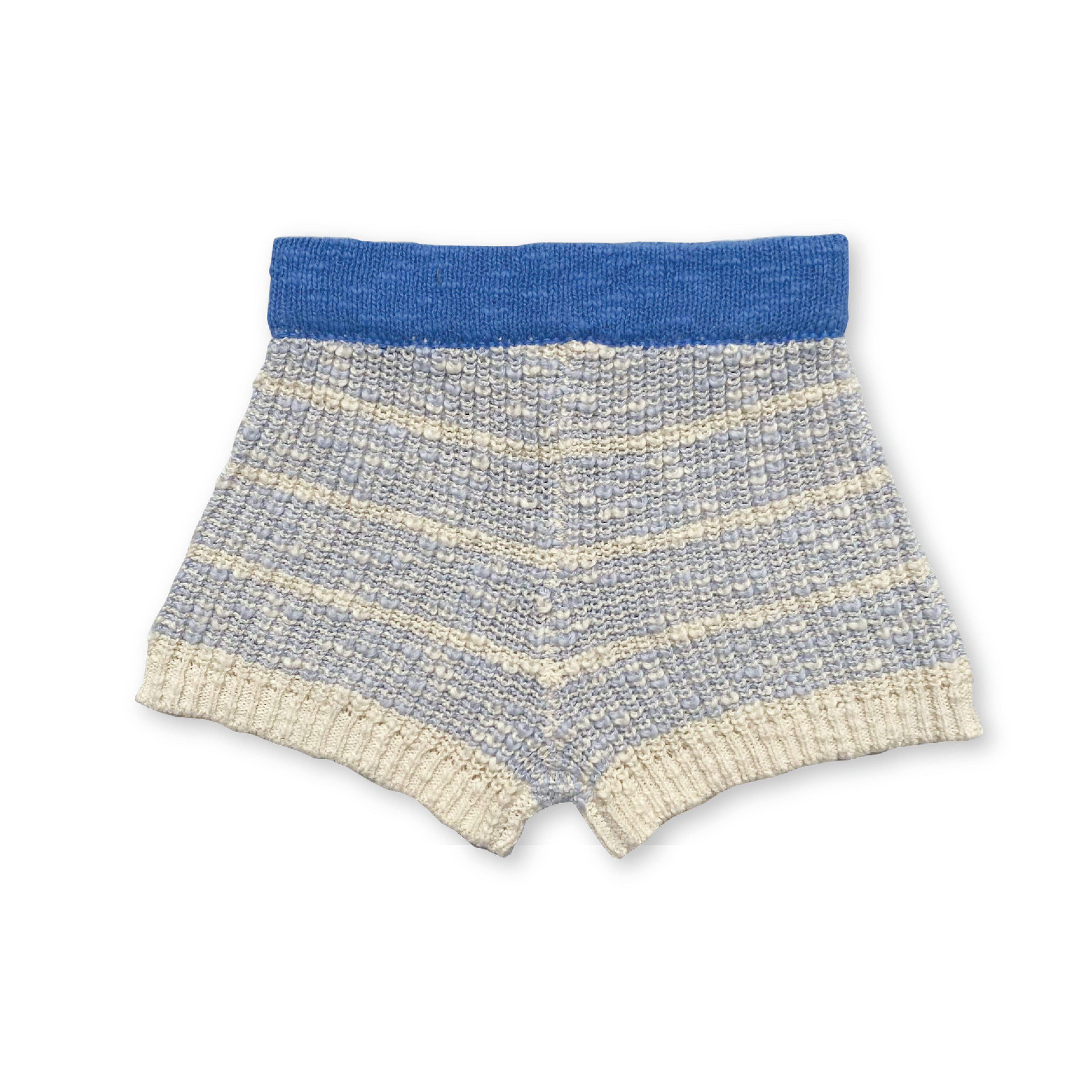 Organic Textured Rib Shorts | Aqua/Milk
