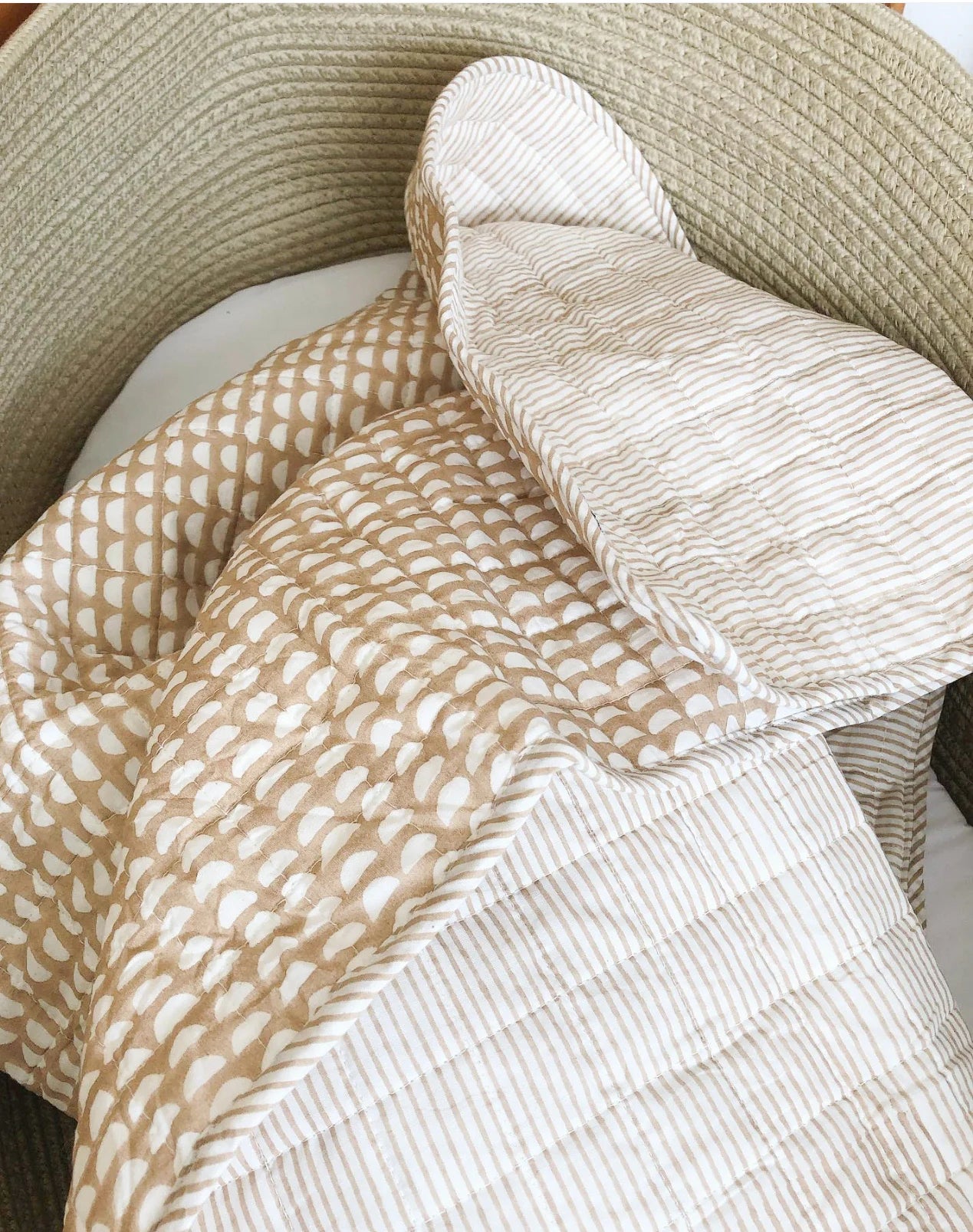 Kantha Cot Quilt | Half Moon
