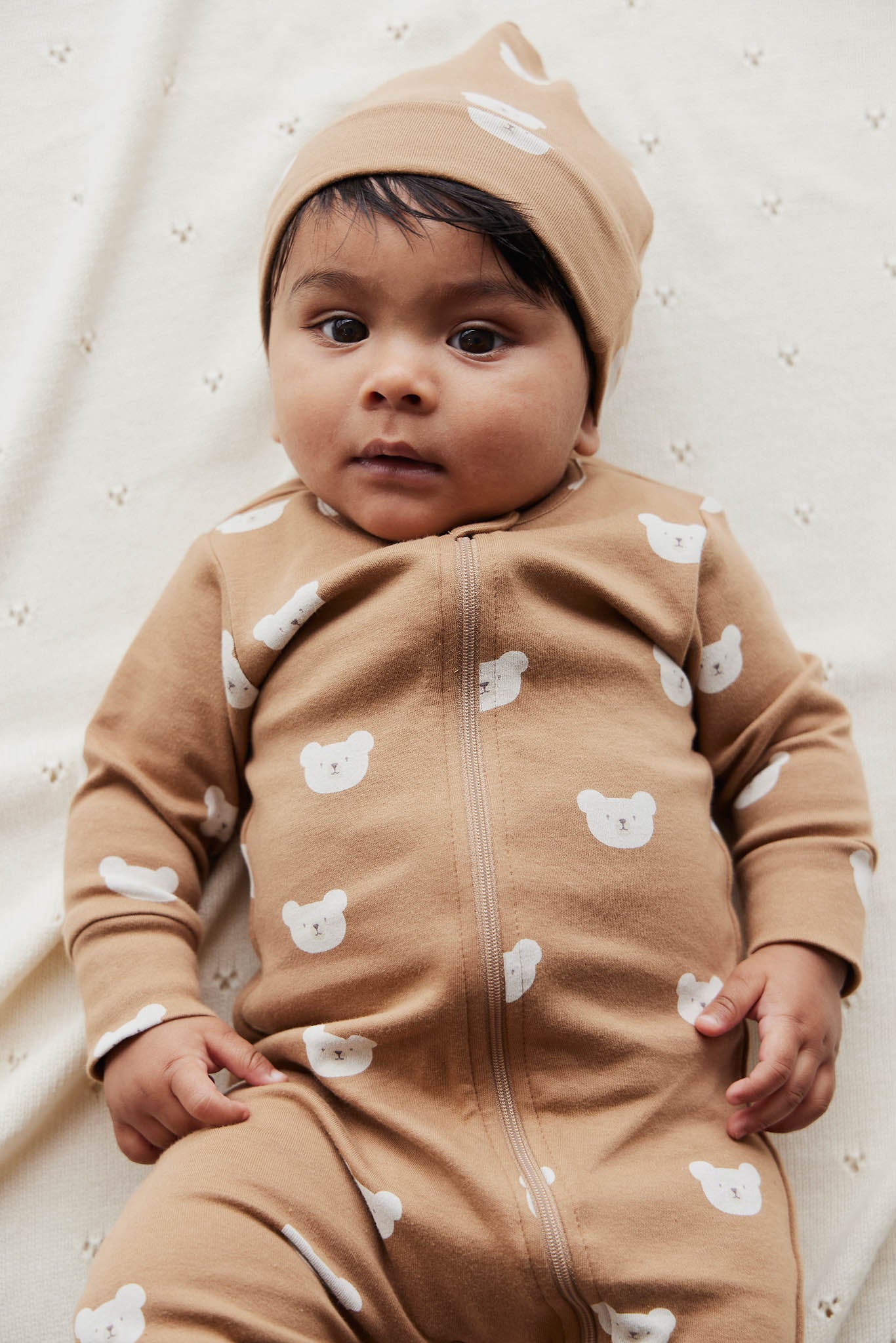 Organic Cotton Reese Beanie | Bears Caramel Cream