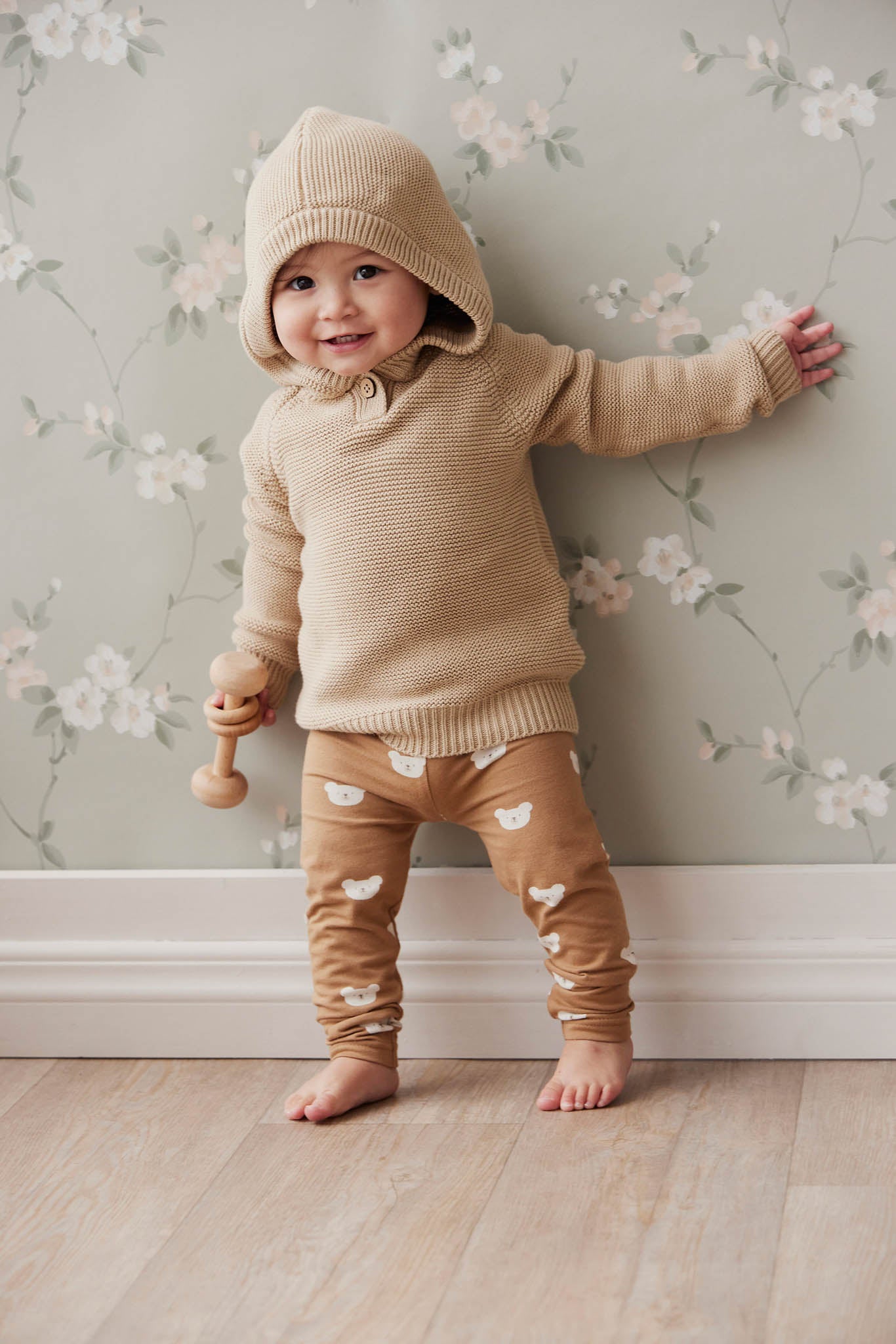 Organic Cotton Legging | Bears Caramel Cream