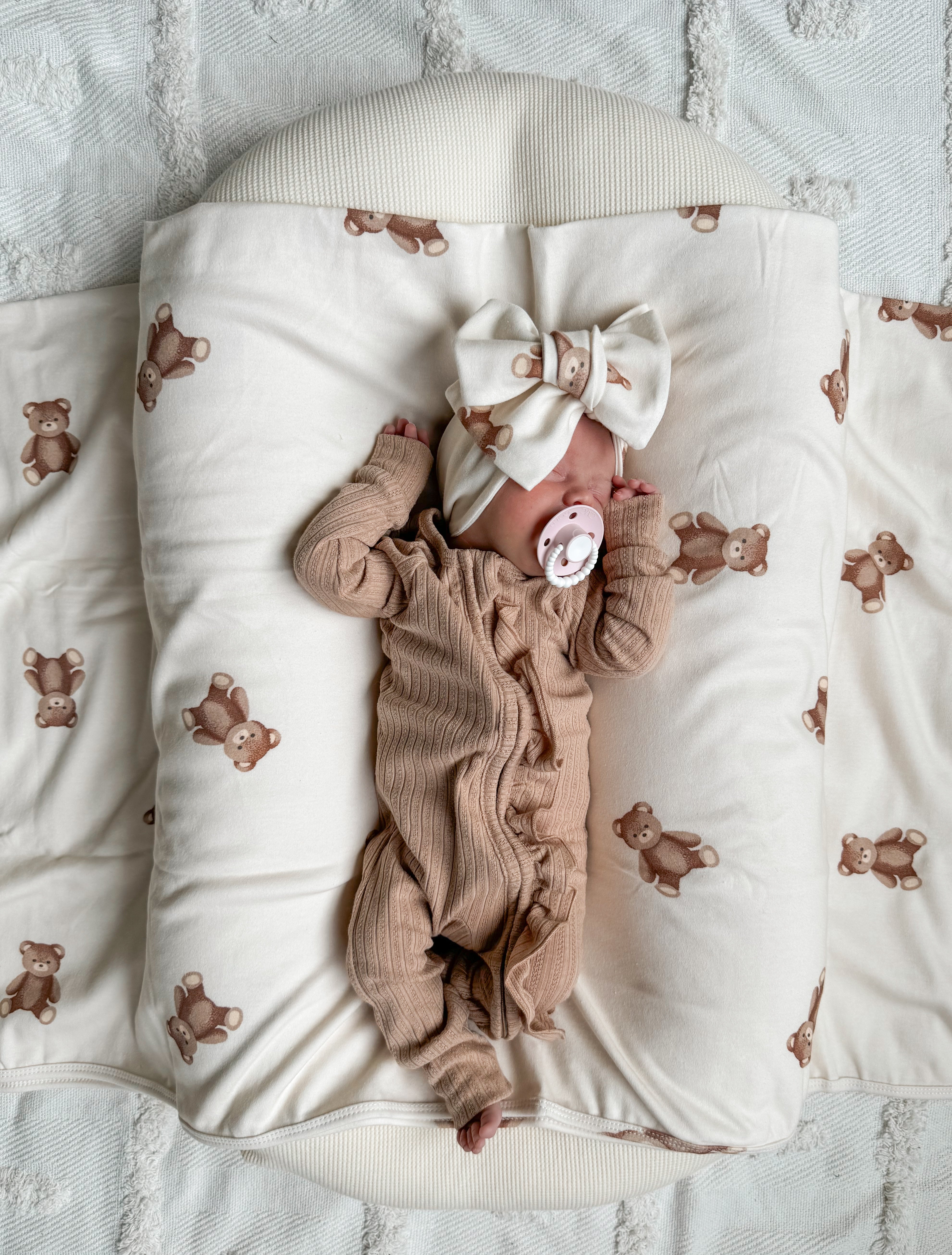 Frill Zip Romper | Ribbed Pointelle Teddy