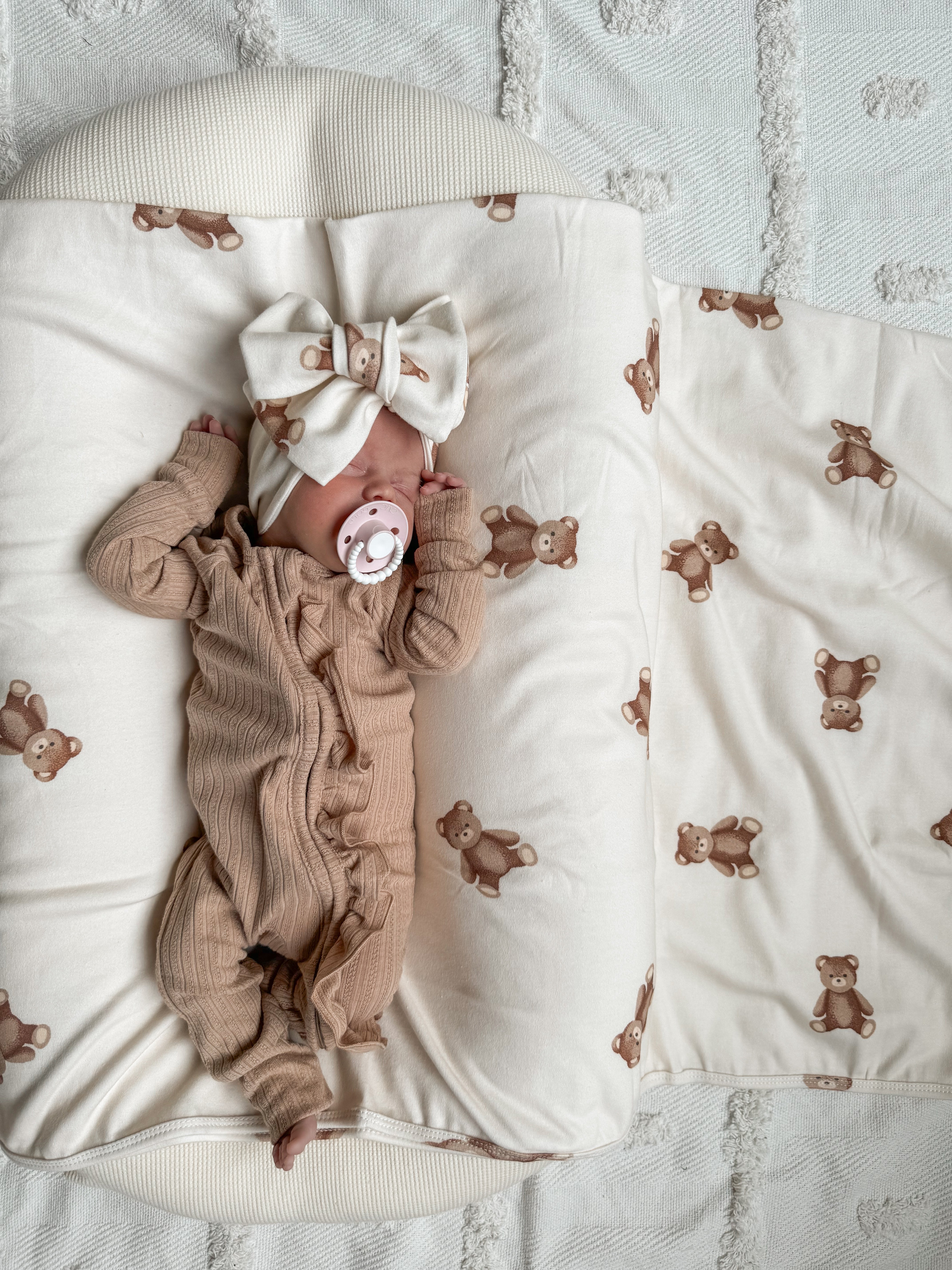 Frill Zip Romper | Ribbed Pointelle Teddy