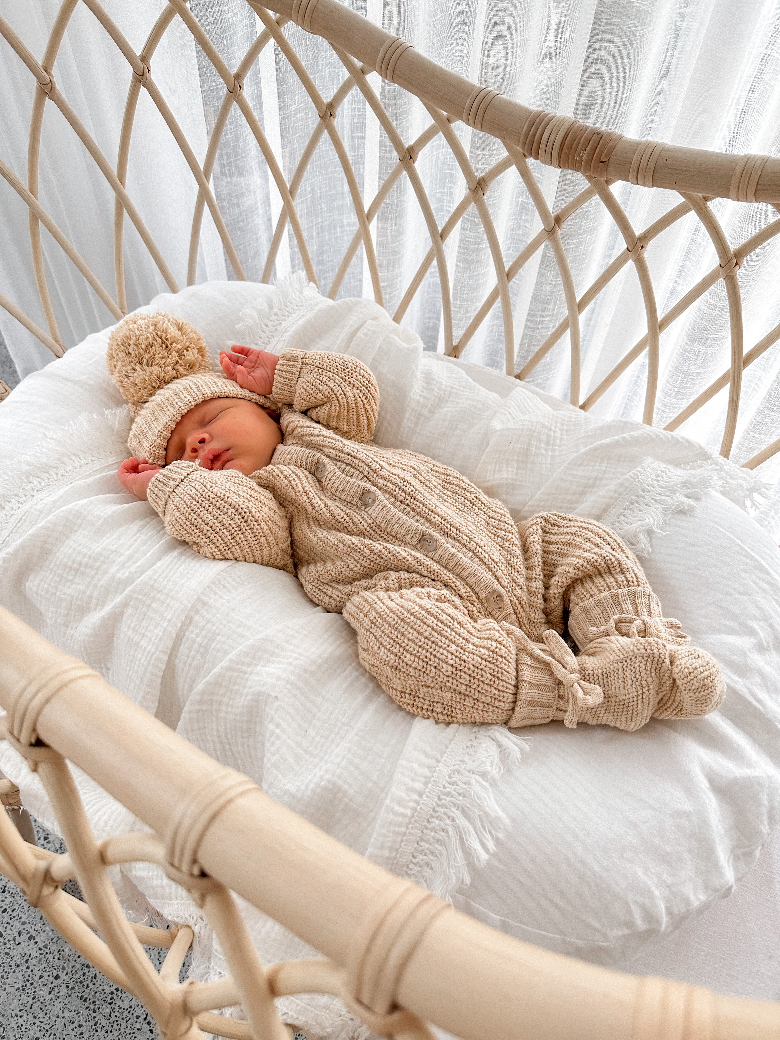 Classic Knit Romper | Wheat