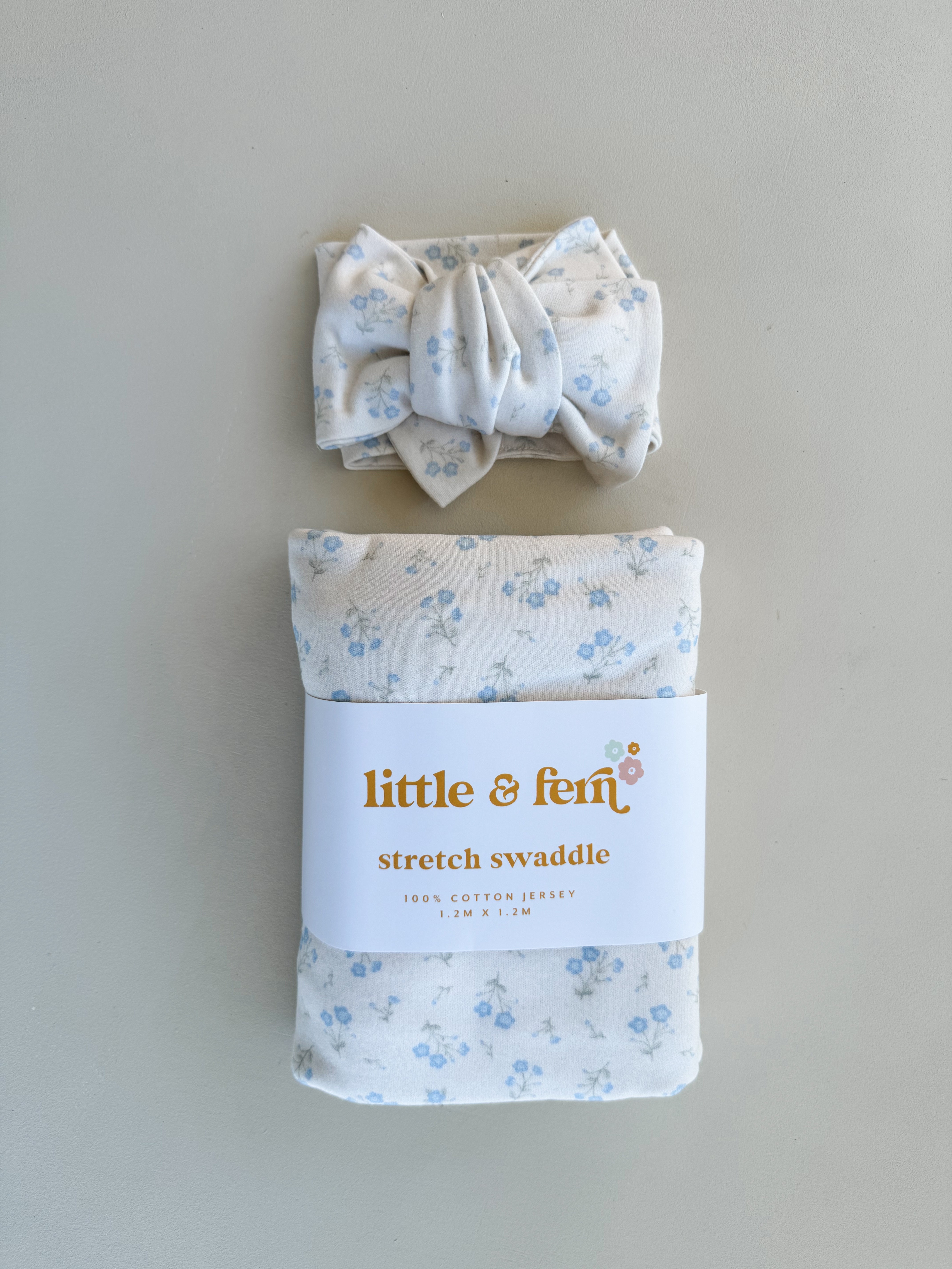 Swaddle Set | Paisley Blue (Oversized Topknot & Swaddle)