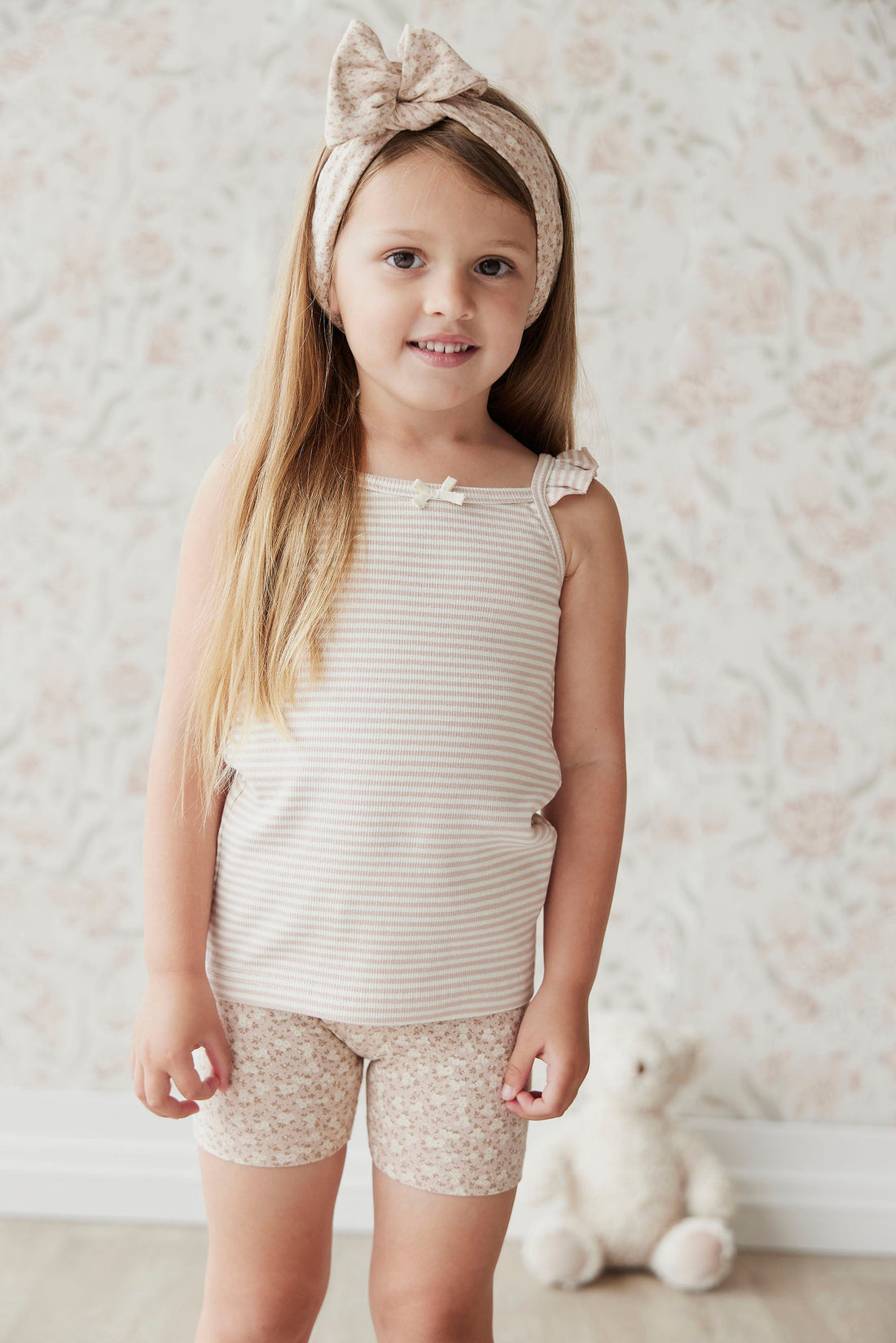 Organic Cotton Tegan Fine Rib Singlet | Dusky Pink/Cloud