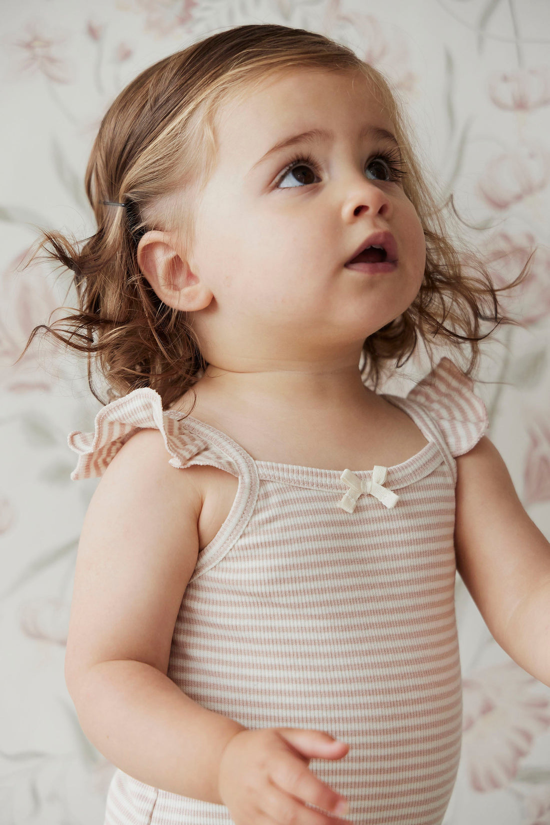 Organic Cotton Tegan Fine Rib Singlet | Dusky Pink/Cloud