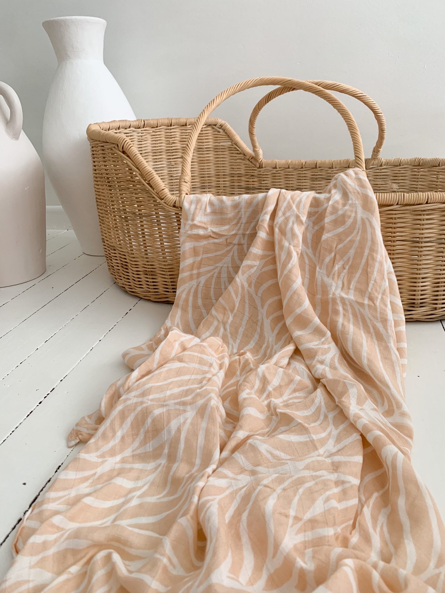 Seakaboo Organic Bamboo Cotton Baby Swaddle|Wrap - Peach Fleur
