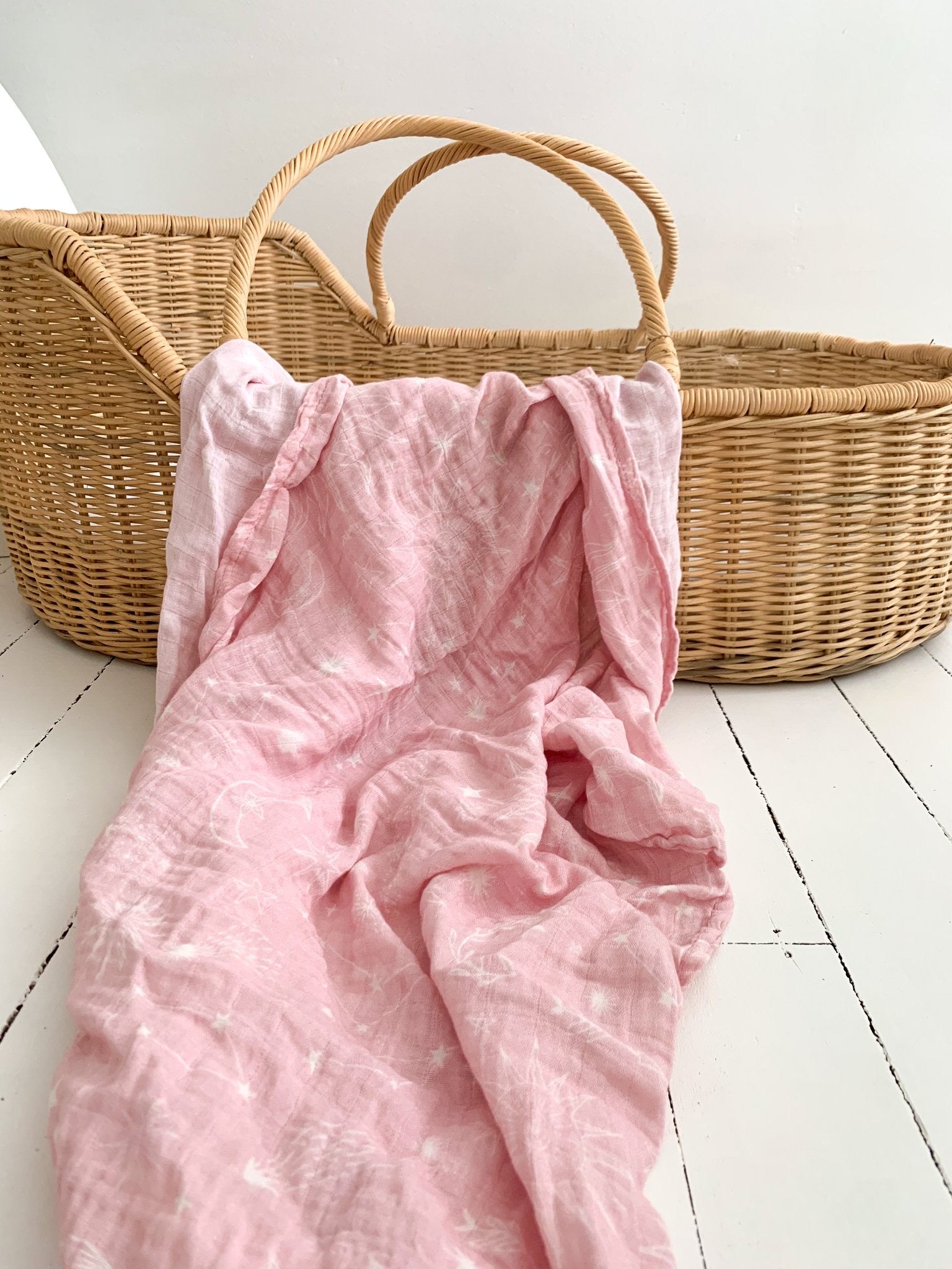 Seakaboo Organic Bamboo Cotton Baby Swaddle|Wrap - Celestial Pink