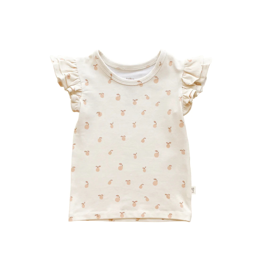 Organic Ruffle Tee | Peach Print