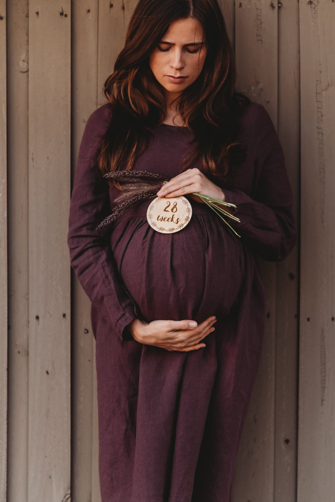 Wooden Pregnancy Milestone Discs - Wreath