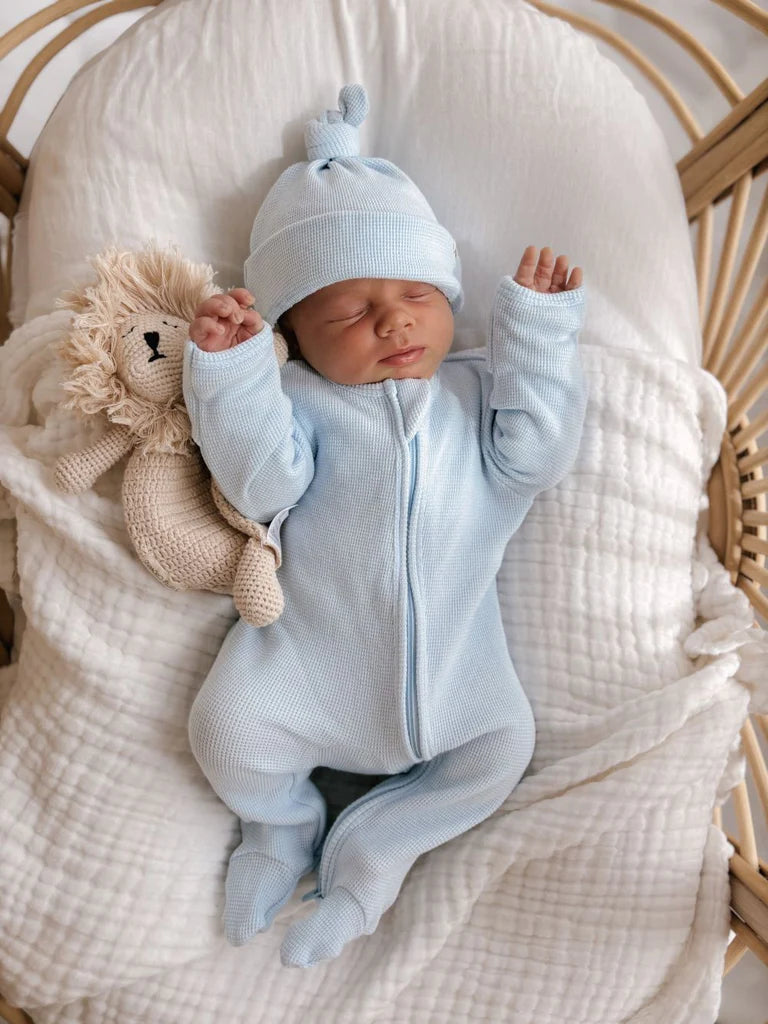 My First Outfit | Onesie & Beanie Set | Baby Blue