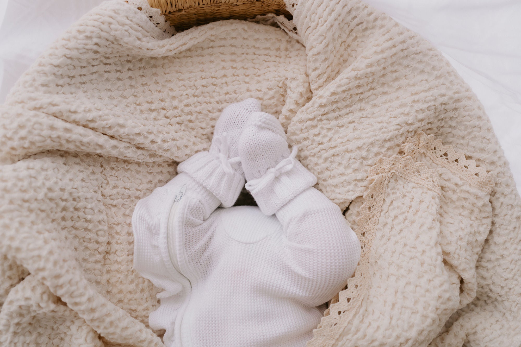 Chunky Waffle Ecru Lace Blanket