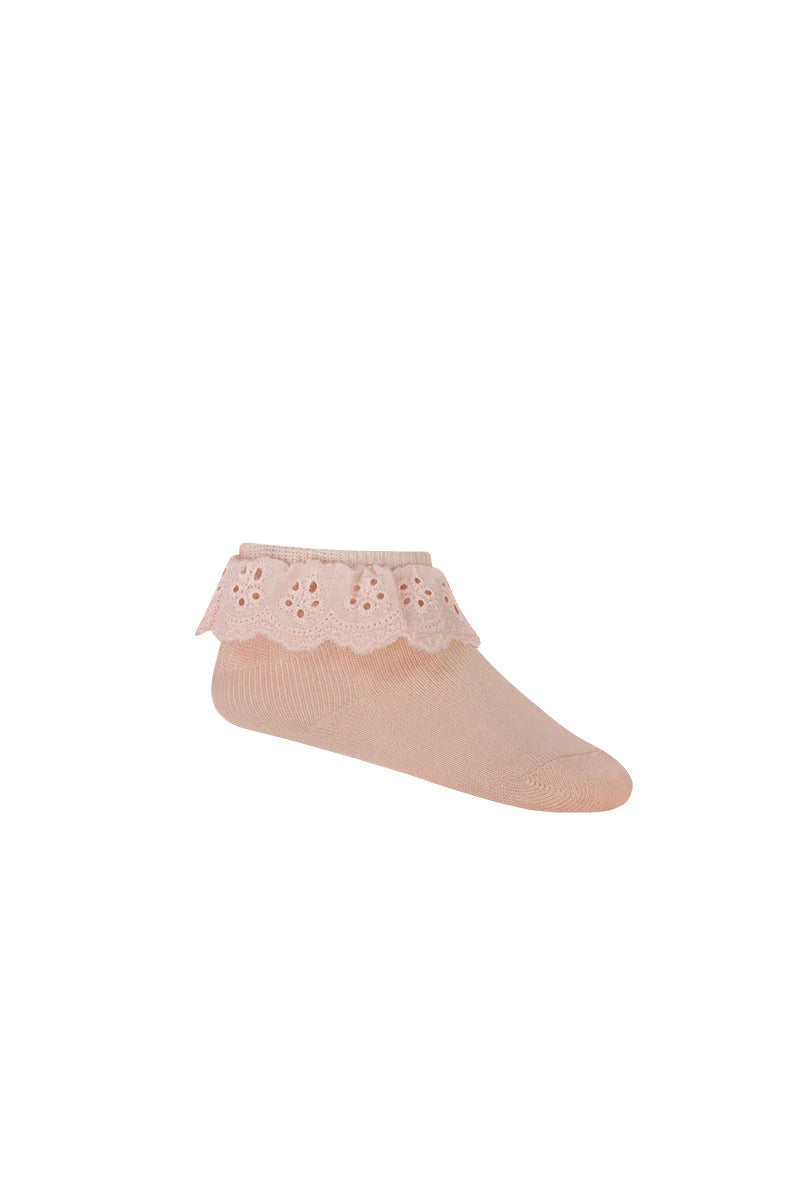 Frill Ankle Sock | Dusky Rose