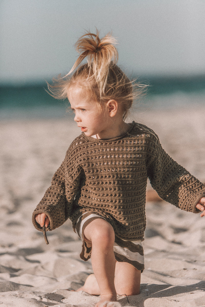 Summer Open Knit Pullover | Mud