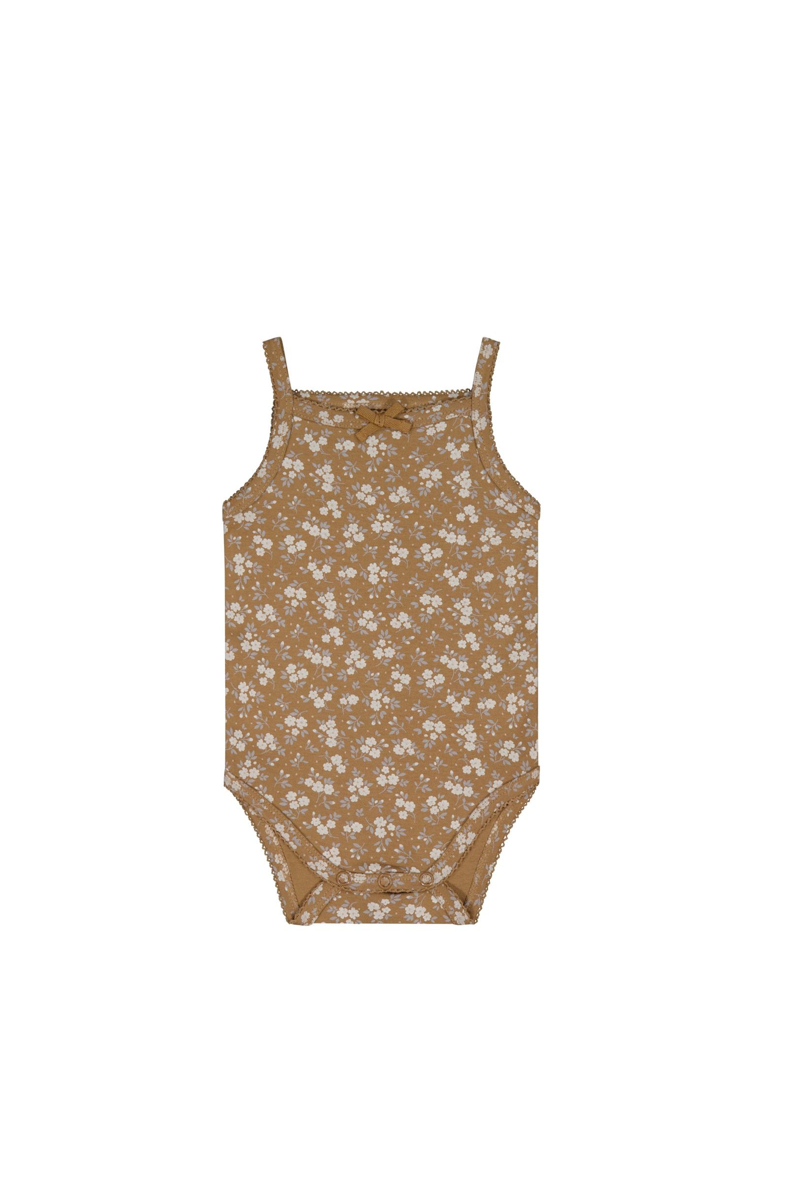 Organic Cotton Bridget Singlet Bodysuit | Rosalie Field Caramel