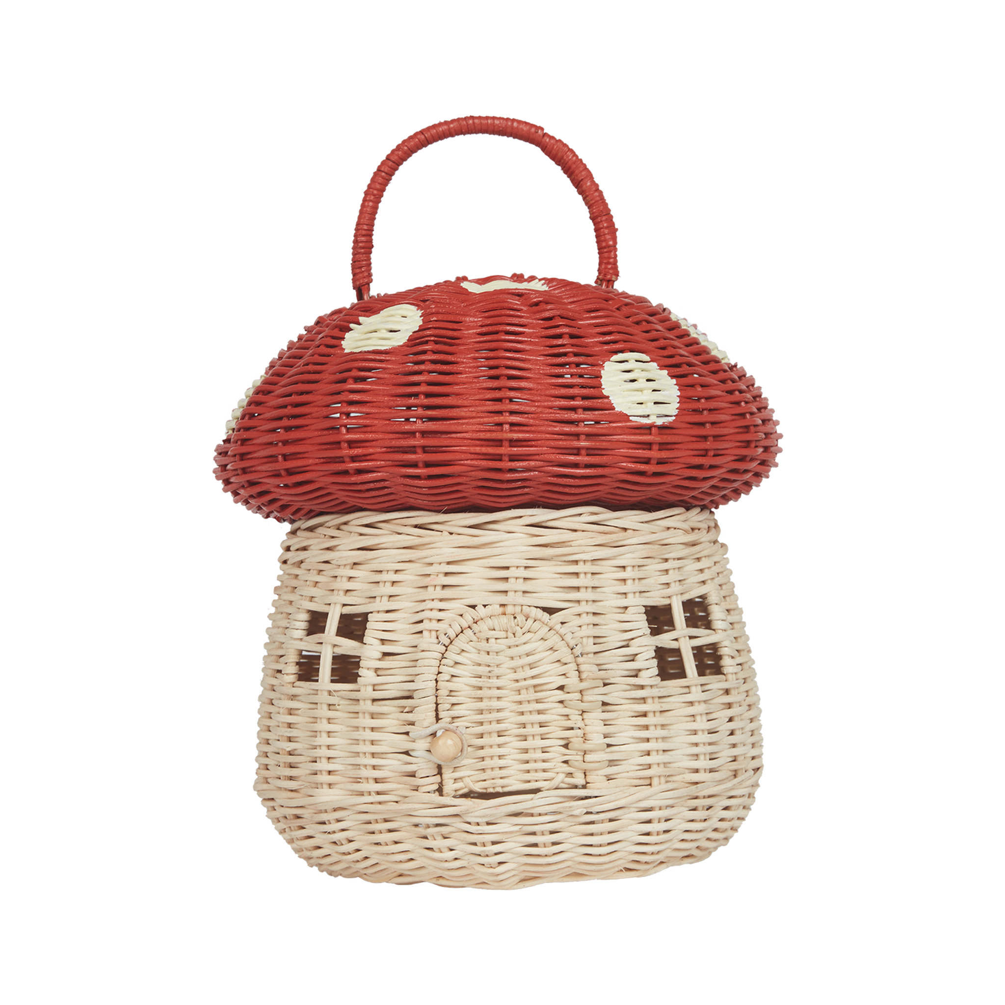 Rattan Mushroom Basket | Red