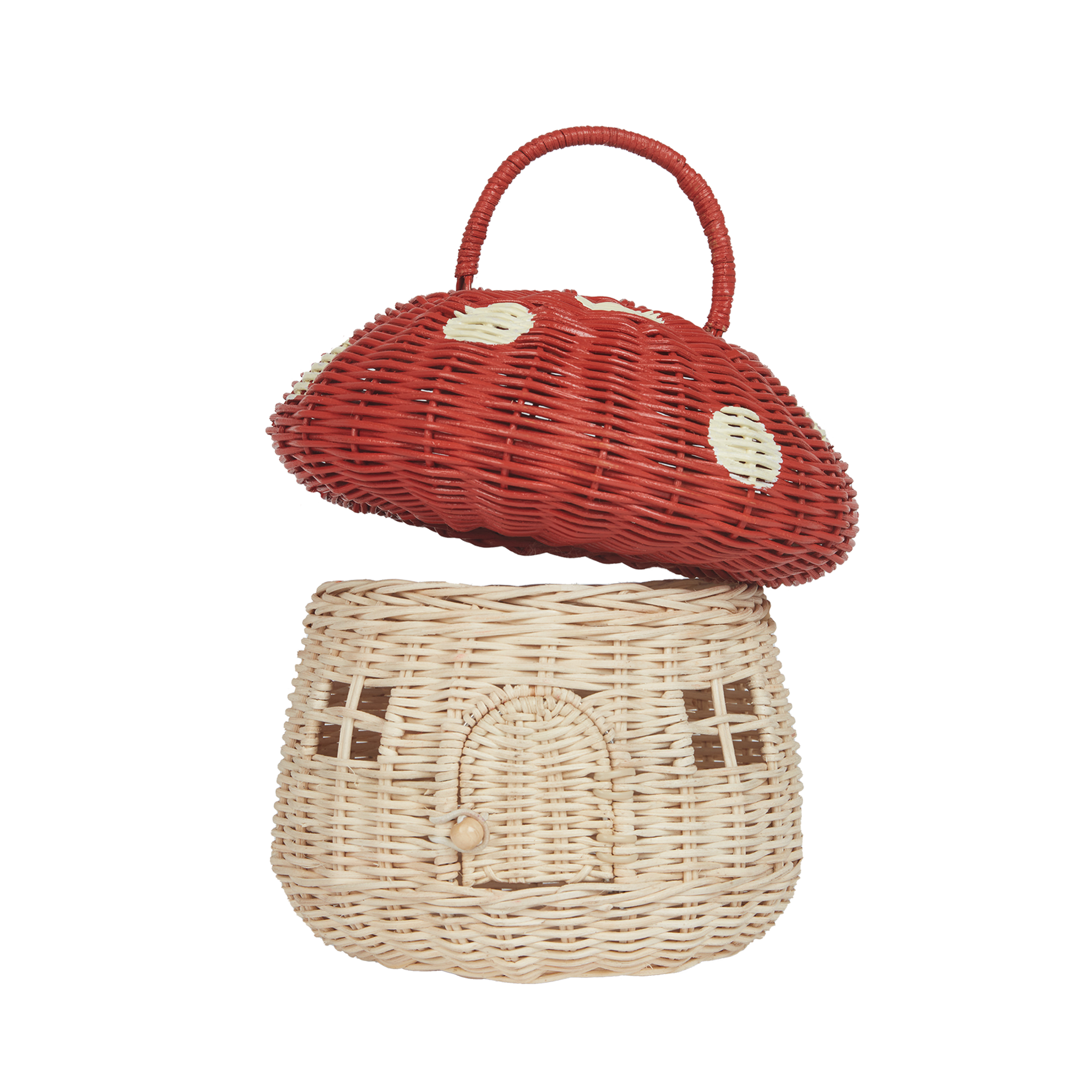 Rattan Mushroom Basket | Red