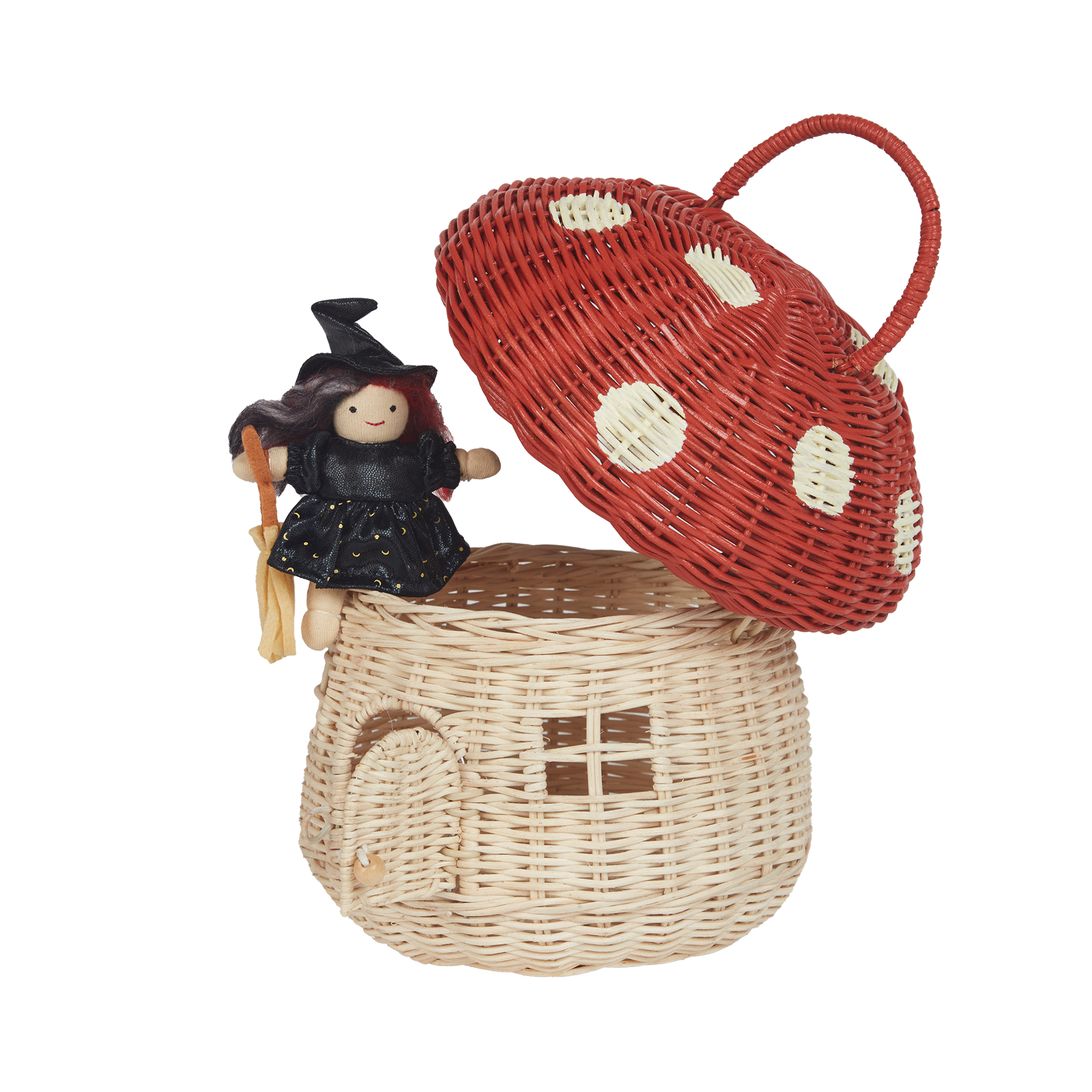 Rattan Mushroom Basket | Red