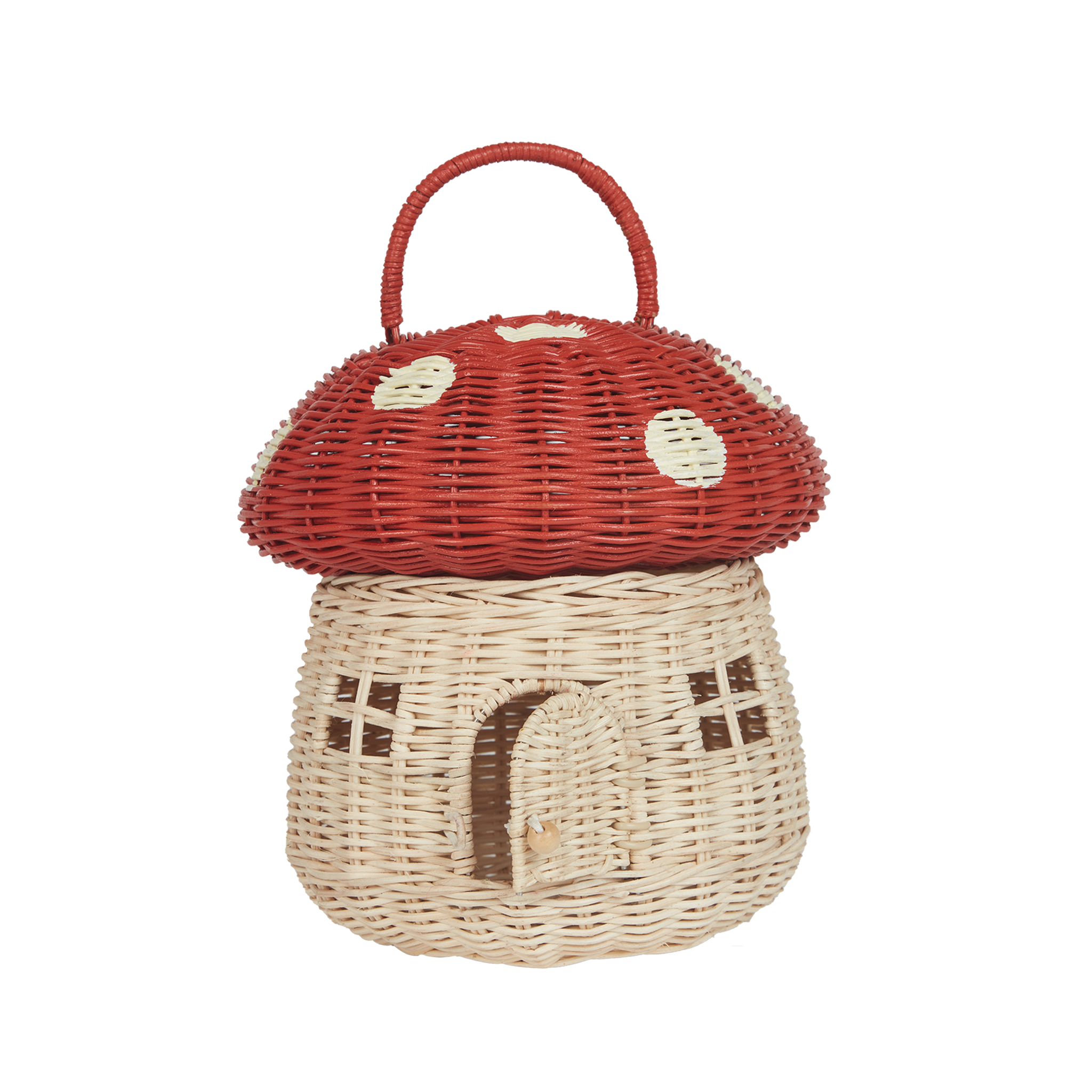 Rattan Mushroom Basket | Red