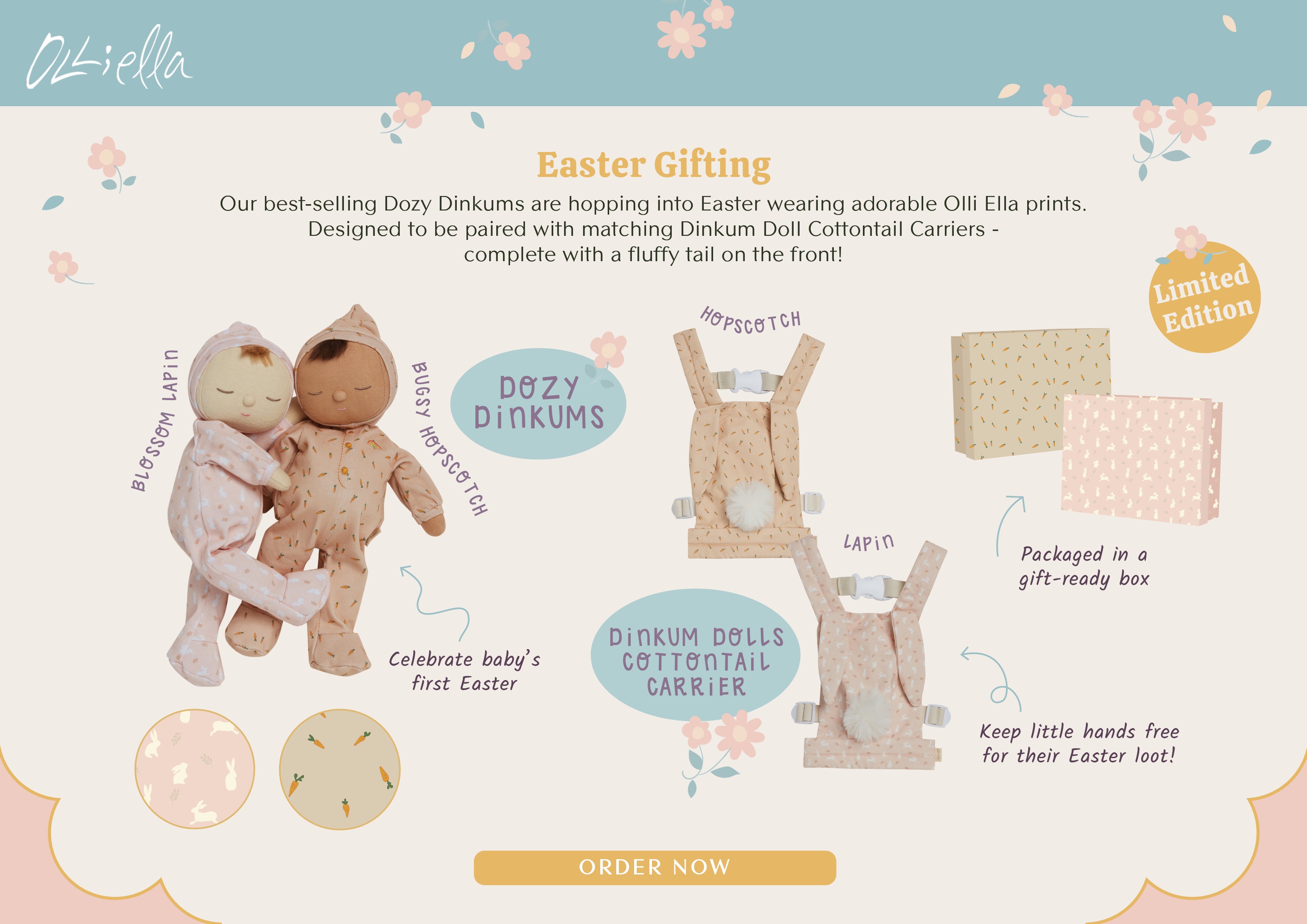 Limited Edition Dinkum Dolls Cottontail Carrier | Lapin