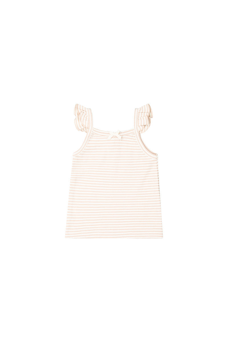 Organic Cotton Tegan Fine Rib Singlet | Dusky Pink/Cloud