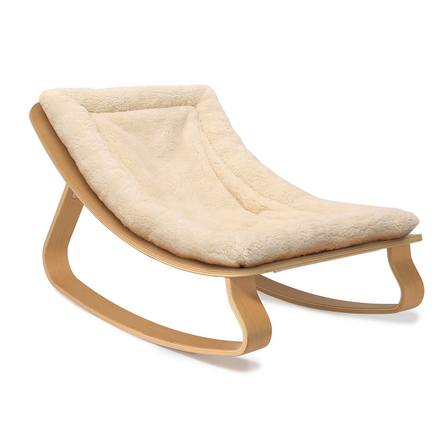 Charlie Crane Levo Baby Rocker in Beech | Fur Milk Cushion