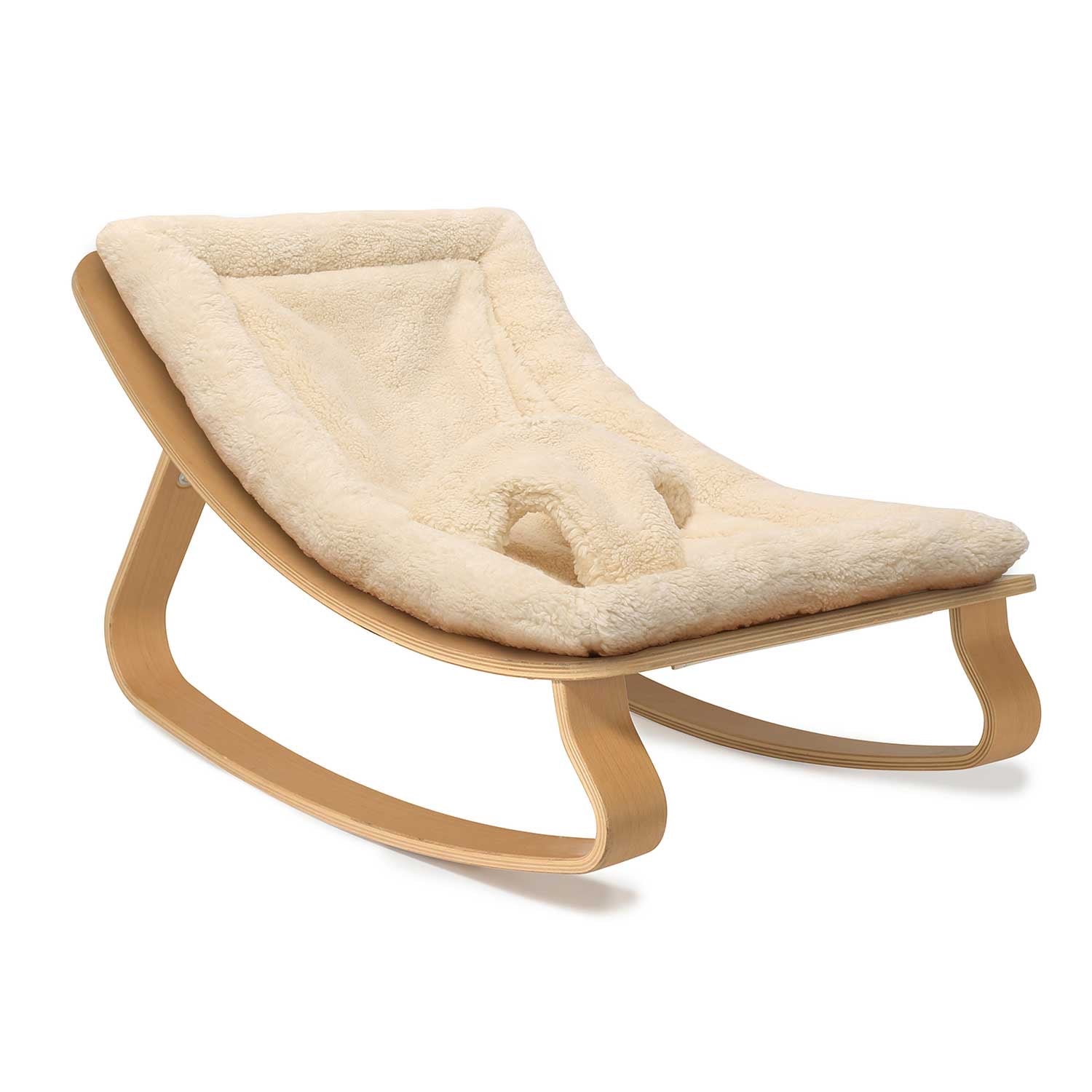 Charlie Crane Levo Baby Rocker in Beech | Fur Milk Cushion